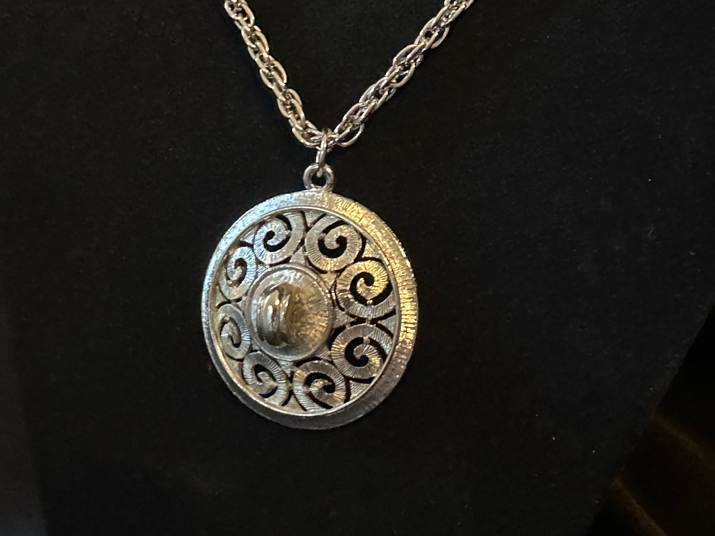 Vintage Silver Tone Celtic Warrior Shield Necklace